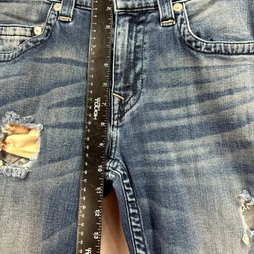 True Religion Jeans Mens 32x34 Blue Denim Pants Distressed Faded Slim Midnight